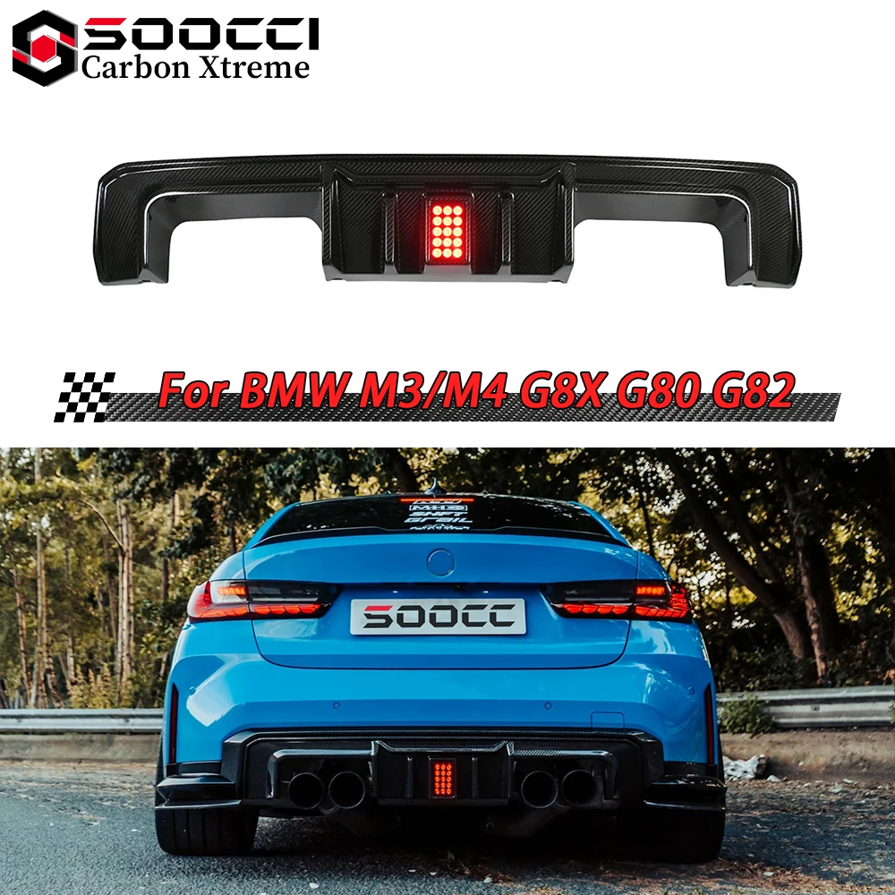

Dry Carbon Fiber R44 Style LED Lighted Rear Diffuser for BMW M3 G80 G81 M4 G82 G83 Rear Bumper Lip Body Kit Spoiler Splitter
