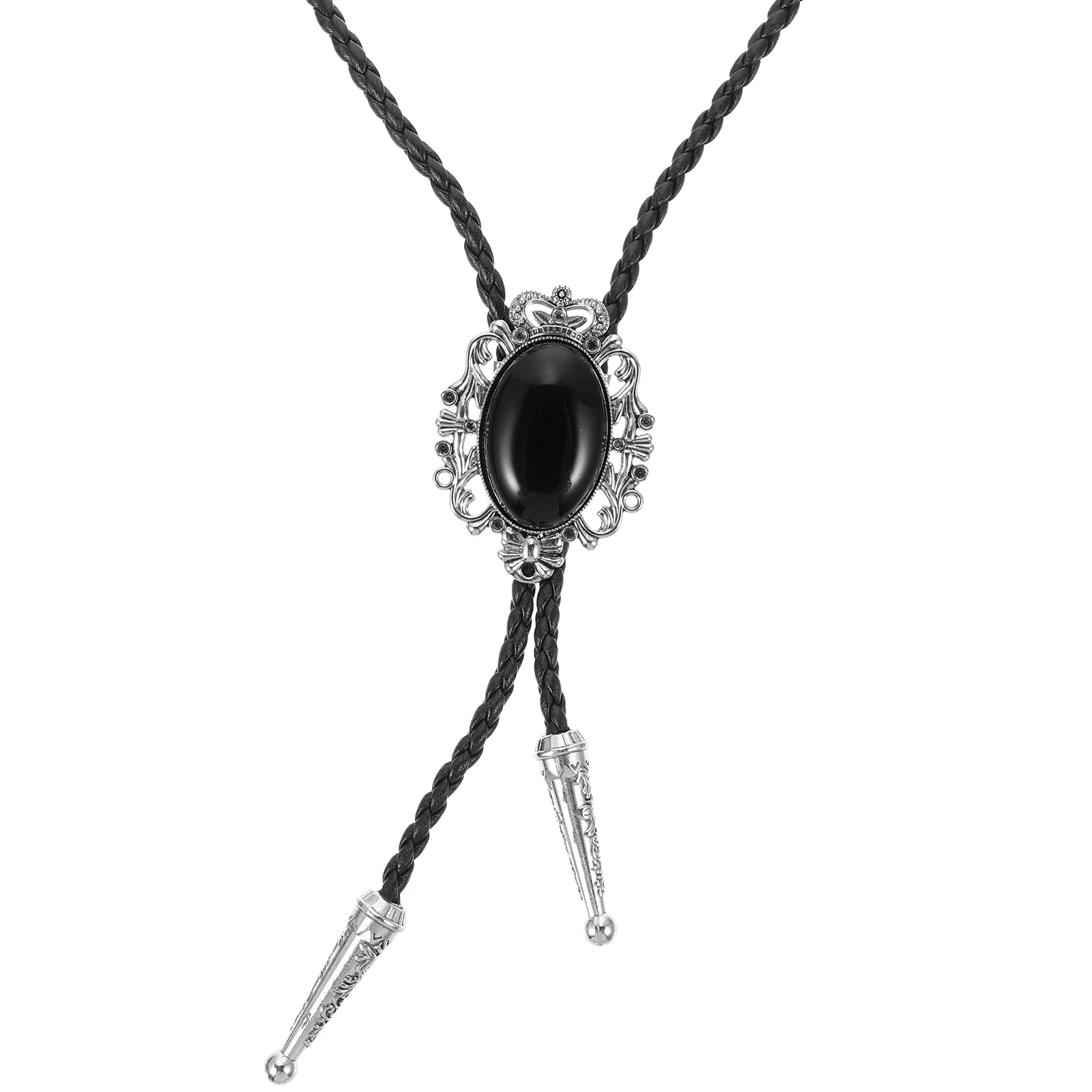 

Women Bolo Ties Western Vintage Agate Necklace Accessories Jewelry For Party Prom Night Out Stylish Wear With Metal Tips Fray