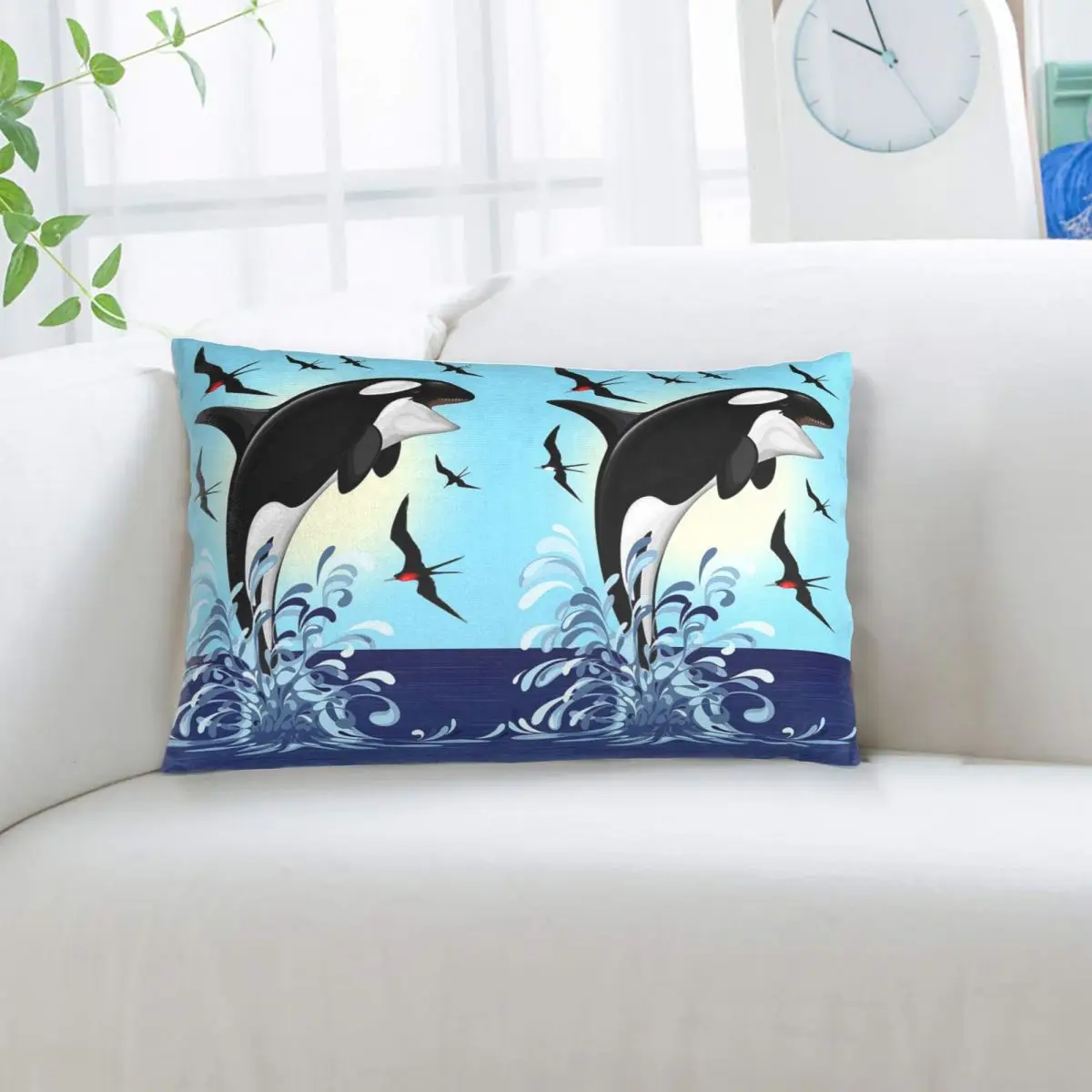 Orca Killer Whale Jumping Out The Ocean Rectangle Pillowcase Cushion Cover Decorative Bedroom Bed Home Comfort Throw Pillow