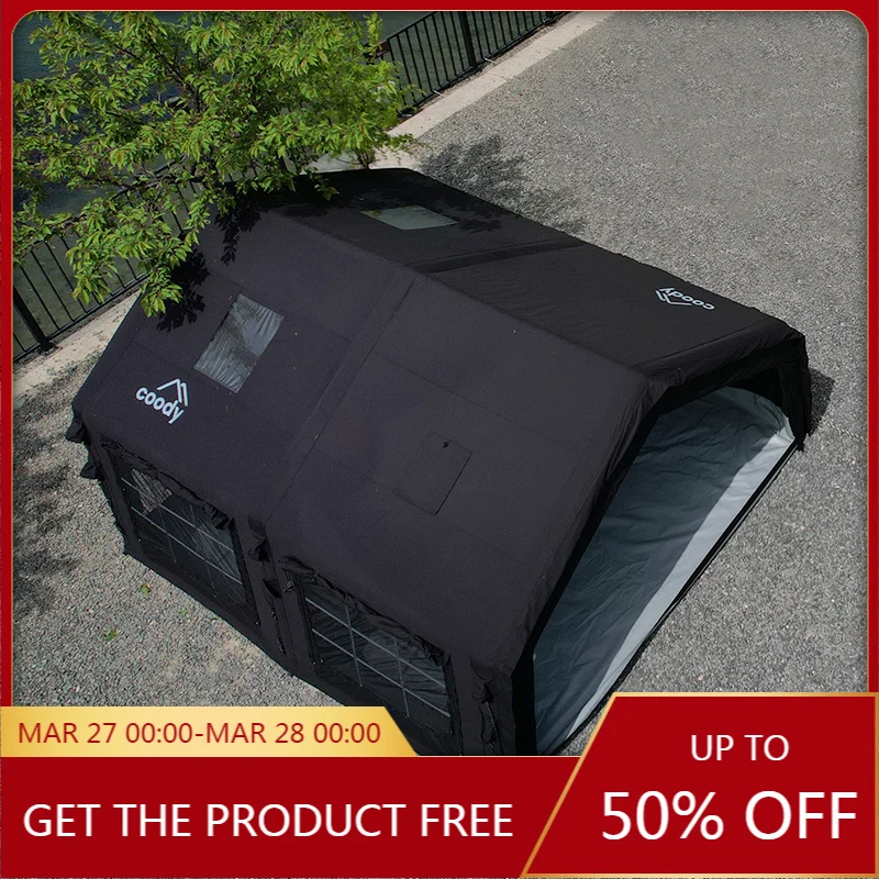 Coody 13.6 Black Inflatable Air Tent, Waterproof Cotton Portable Tent for Family Outdoor Travel Camping