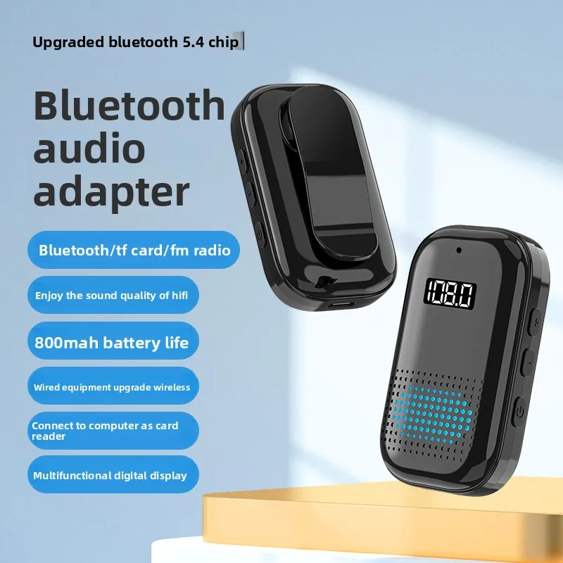 

Bluetooth 5.4 Collar Clip FM Radio LED Adapter for Car Music Headphone Speaker 3.5mm AUX Wireless Audio Transmitter Receiver
