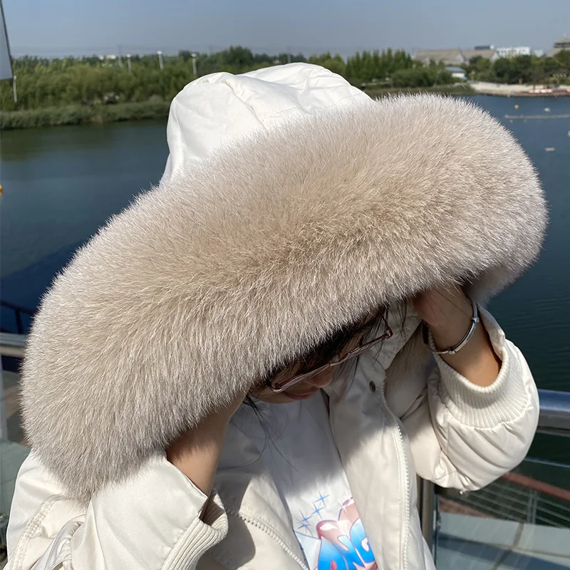 Fox Fur Collar Women\'s Coat Decoration Large Fur Collar Scarves For Ladies Coat Fur Collar Scarves Women Fur Shawl Scarves