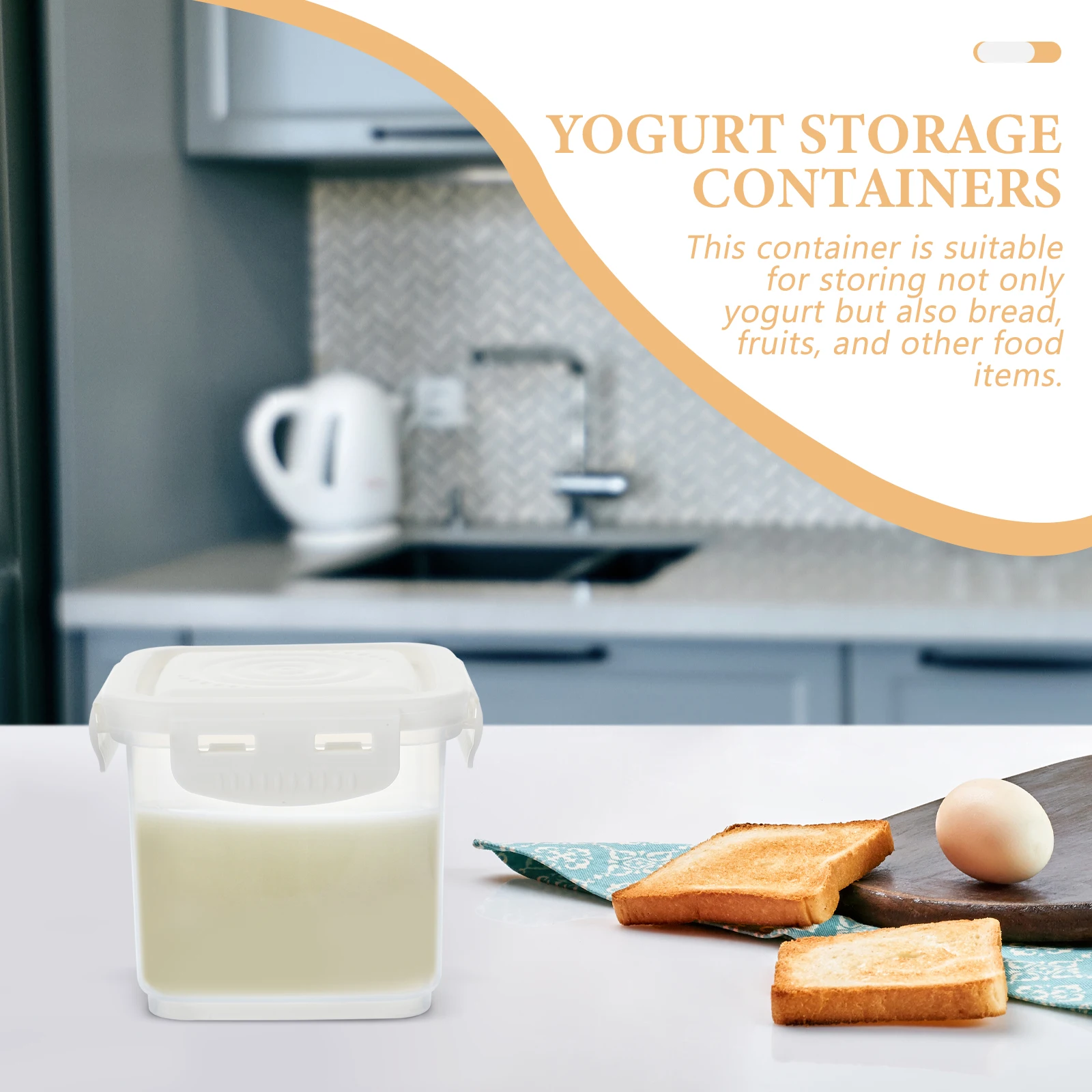 

Yogurt Box Food Containers with Lids Airtight Bread Grain Jar Plastic Storage Holder
