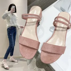 New Women Sandals Chunky Heels Slides Summer Sandal Elegant  Shoes Women Slipper Big Size 34-42 Fashion Summer Sandal Women