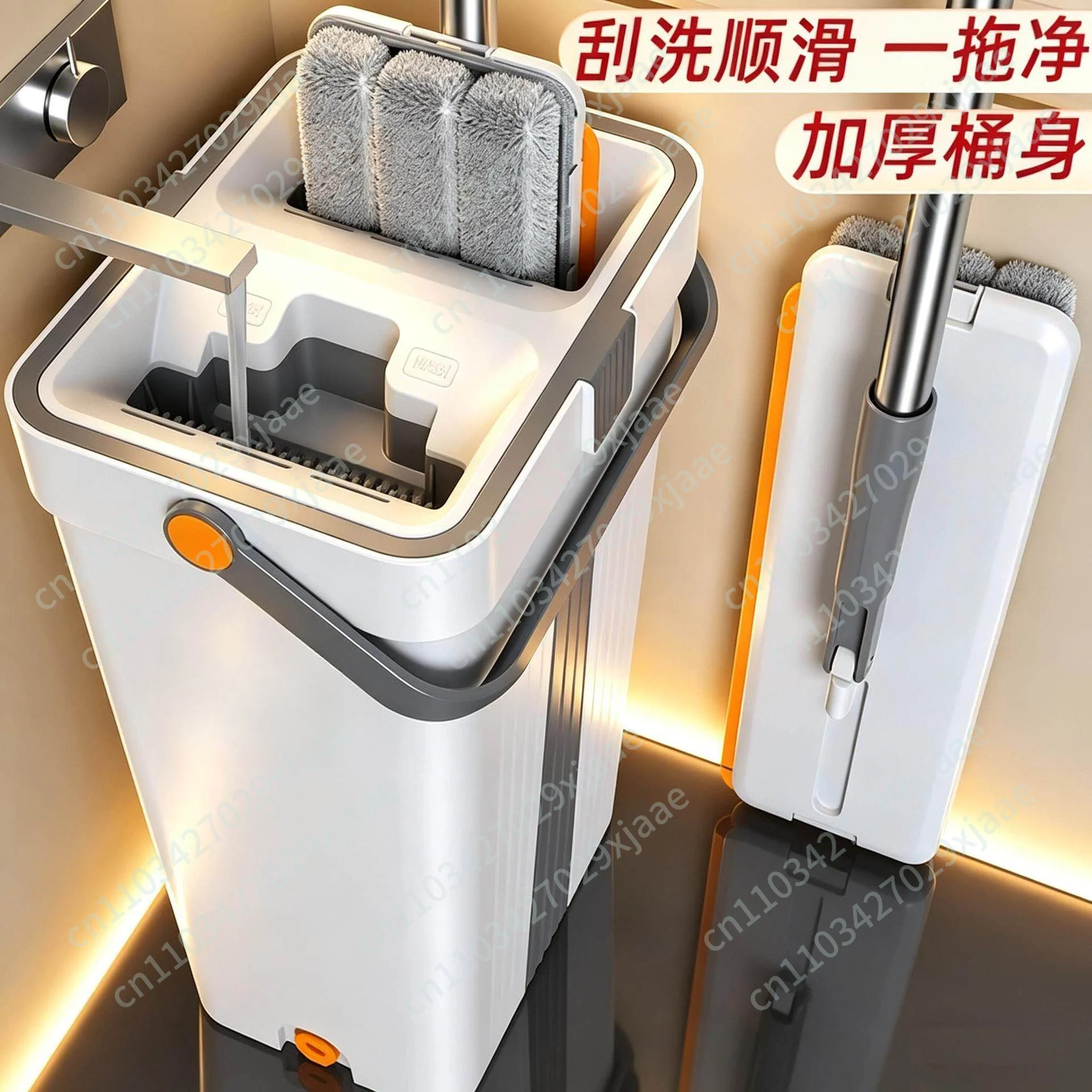 Mop Household One-drag Net 2026 New Flat Plate Hand-free Wash Mop Bucket Lazy Mop Scraper Mopping Artifact