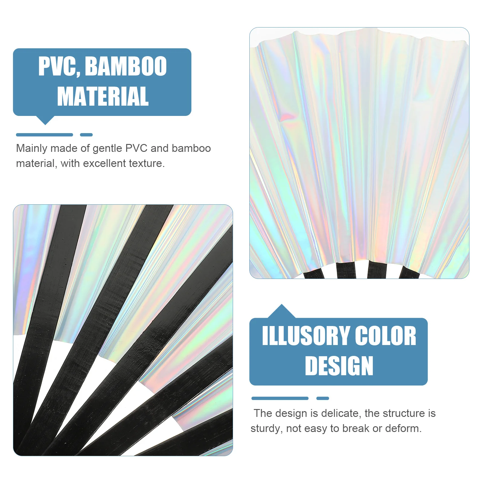 

Holographic Kung Fu Fan Folding Handheld Lightweight Portable Large Fan For Dance Performance Outdoor Event Wedding Party Decor