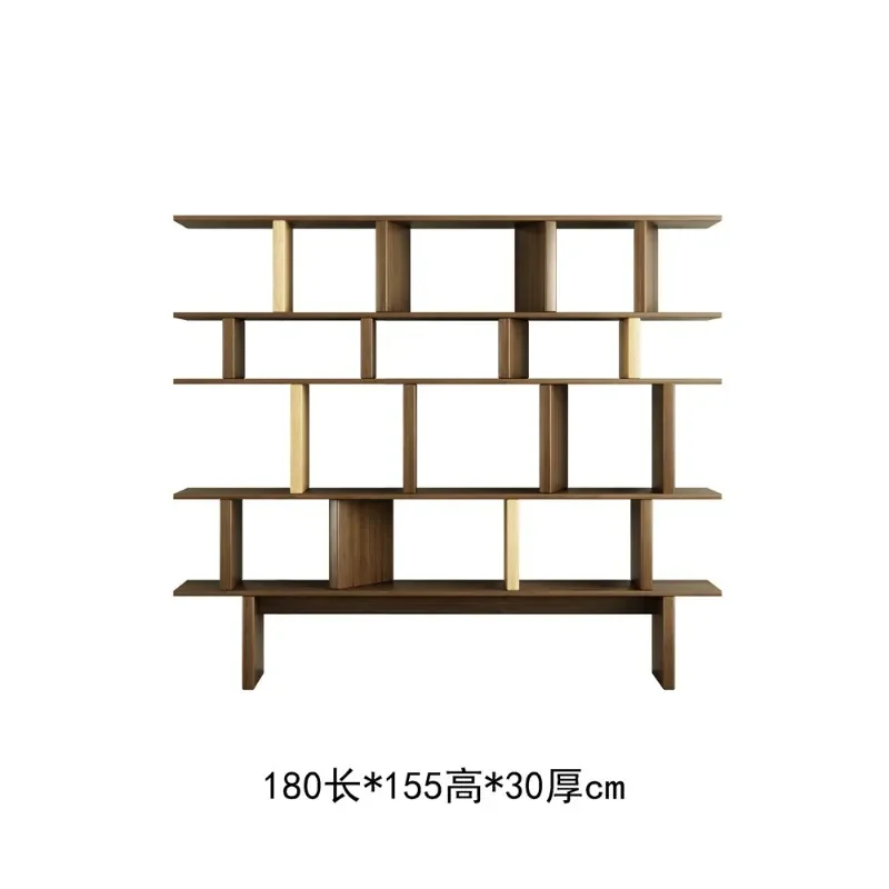 Chinese Solid Wood Floor to Ceiling Bookshelf Wall Mounted Storage Rack for Living Room Tea House Reading Display Unit