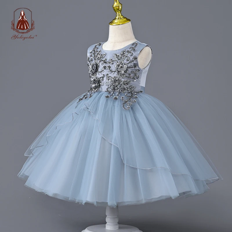 Yoliyolei Sequin Girls Princess Party Dresses for 3-9 Years Kids Birthday Wedding Evening Prom Gown Summer Children's Dress