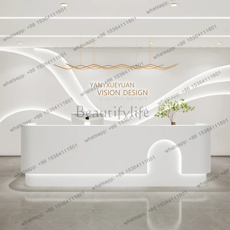 Factory Direct Sales Modern Cream Style Cashier Desk Nordic Creative Clothing Store Company Reception Desk Office Furniture Balc