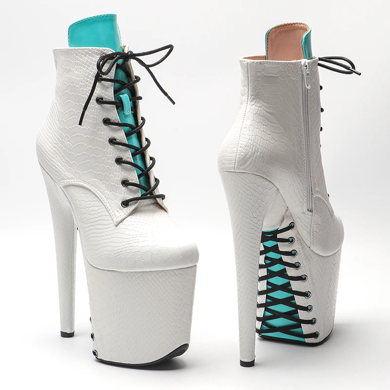 Leecabe 20CM/8Inch Snake Upper Platform boots party High Heels closed toe Pole Dance shoes