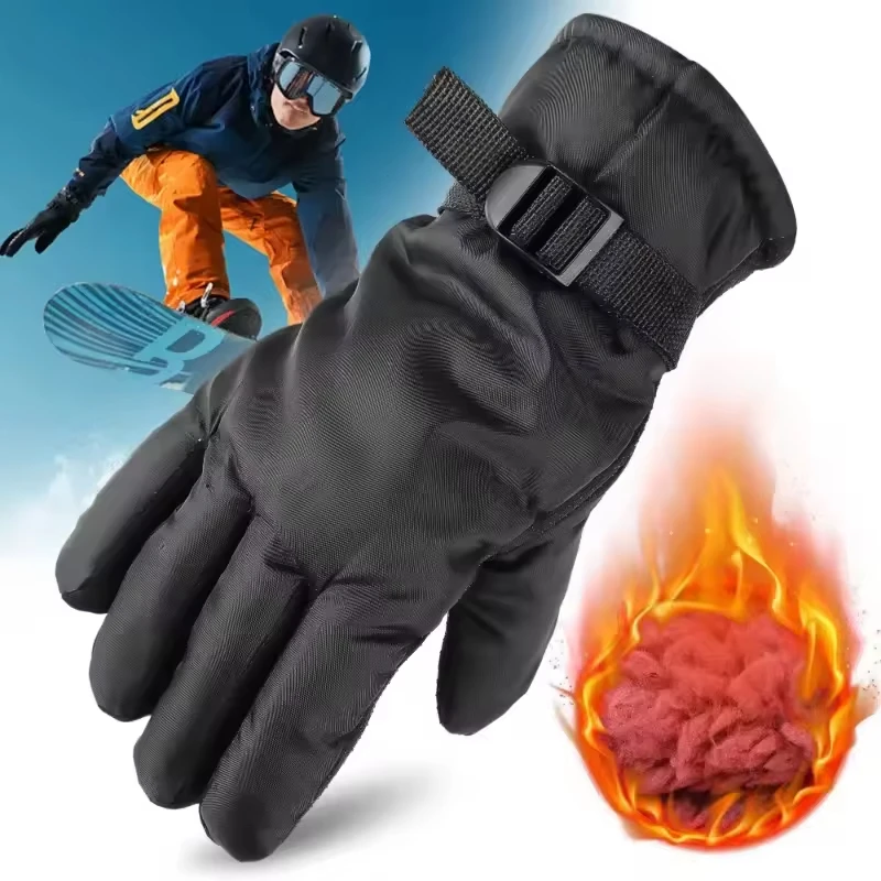 

Unisex snow winter skiing gloves, warm, fleece, thickened anti-slip and windproof gloves