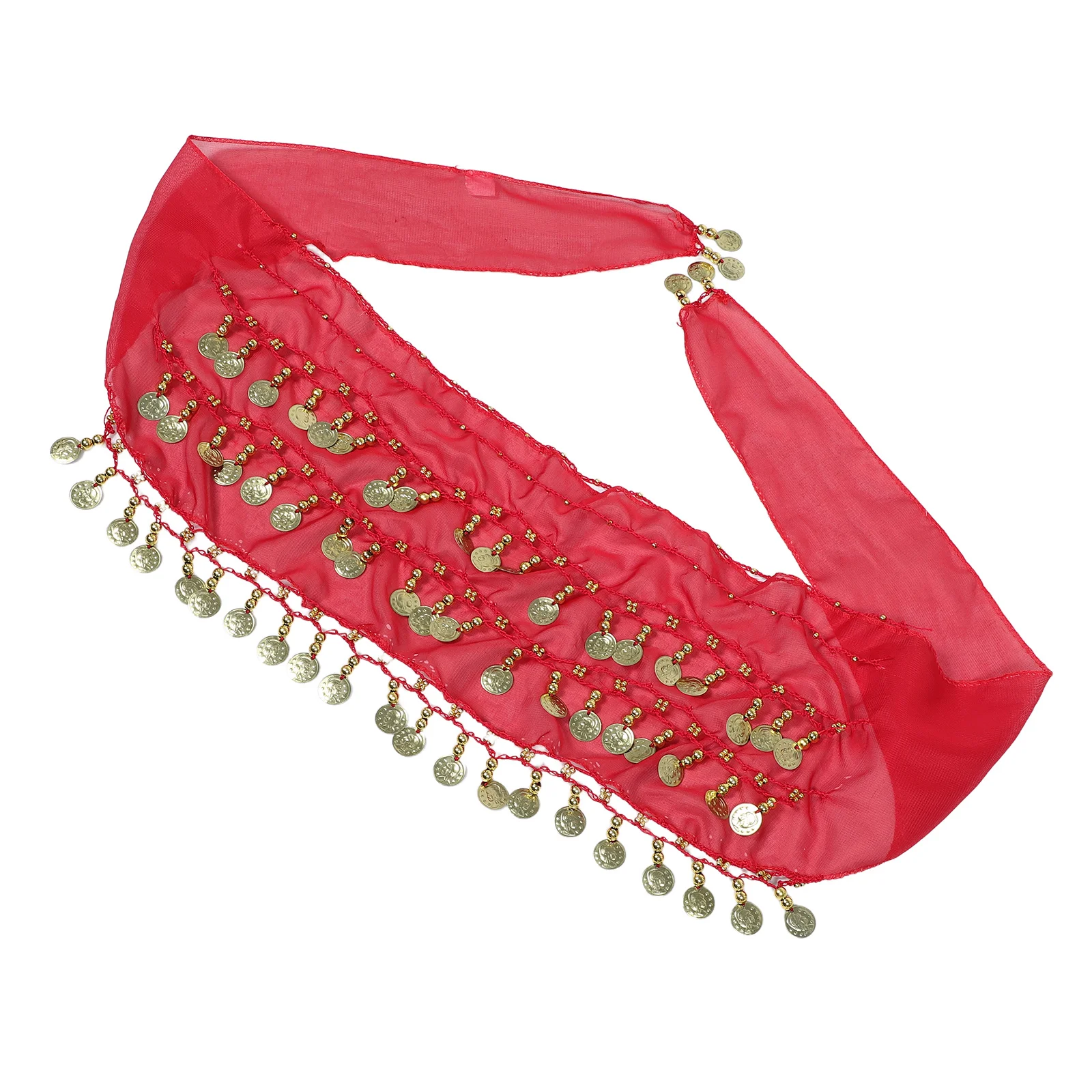 

72 Coins Belly Dancing Hip Scarf Chiffon Waist Chain Belt For Women Lightweight Dance Accessory Stage Performance Costume