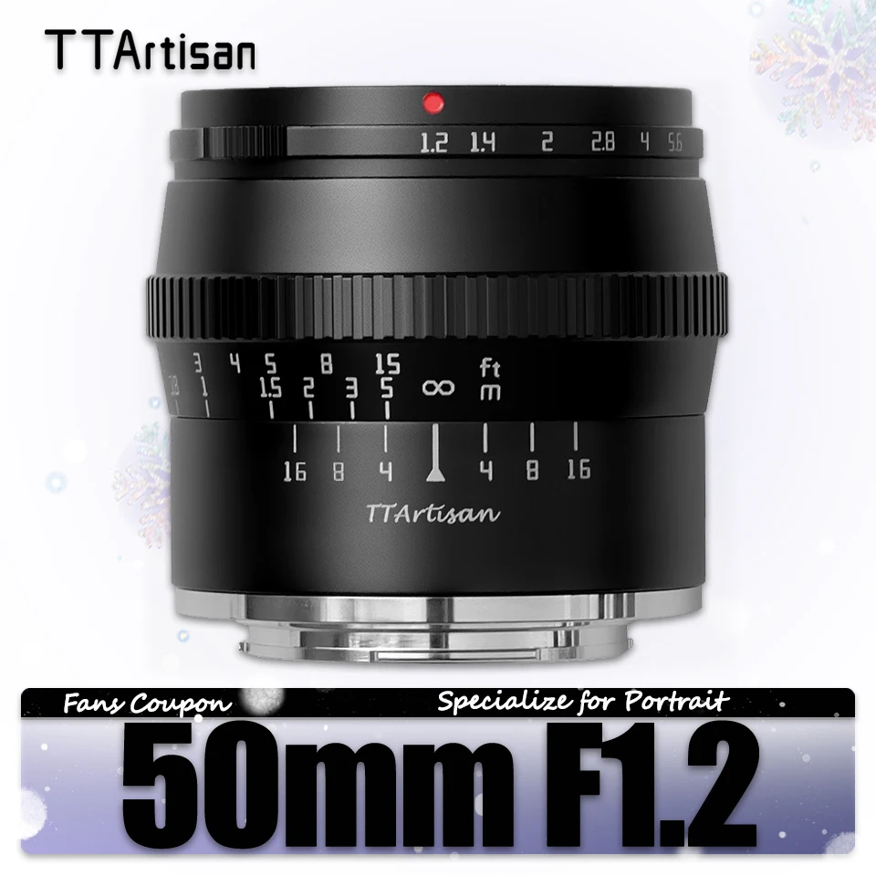 TTArtisan APS-C 50mm F1.2 Large Aperture Portrait Lens for Sony A6000 A6500 A7 A9 A7RIII Fuji X-T4 Canon  M5 Nikon Z5