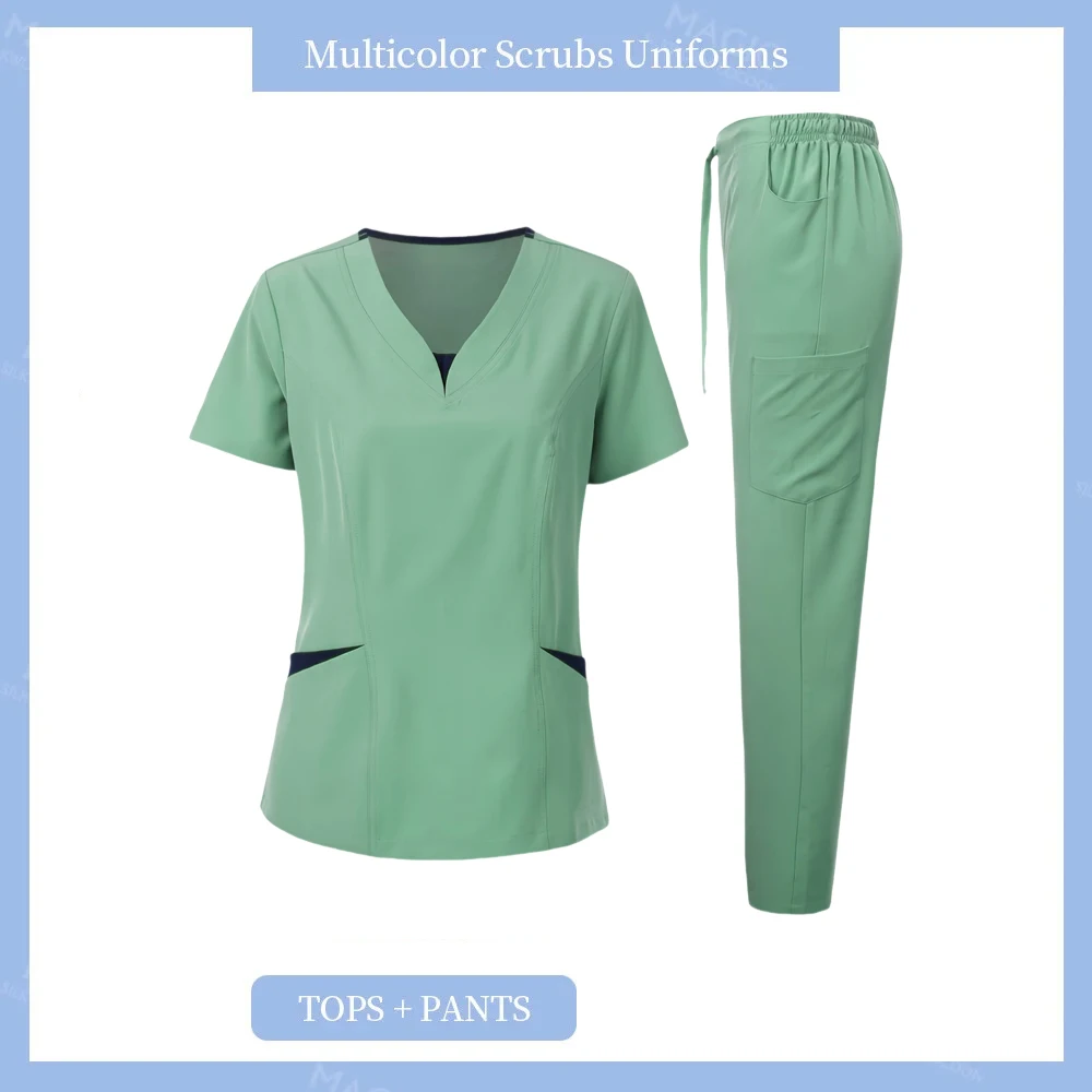 Le donne all'ingrosso indossano tute scrub medico ospedaliero uniforme da lavoro medico chirurgico multicolore unisex uniforme accessori per infermiere