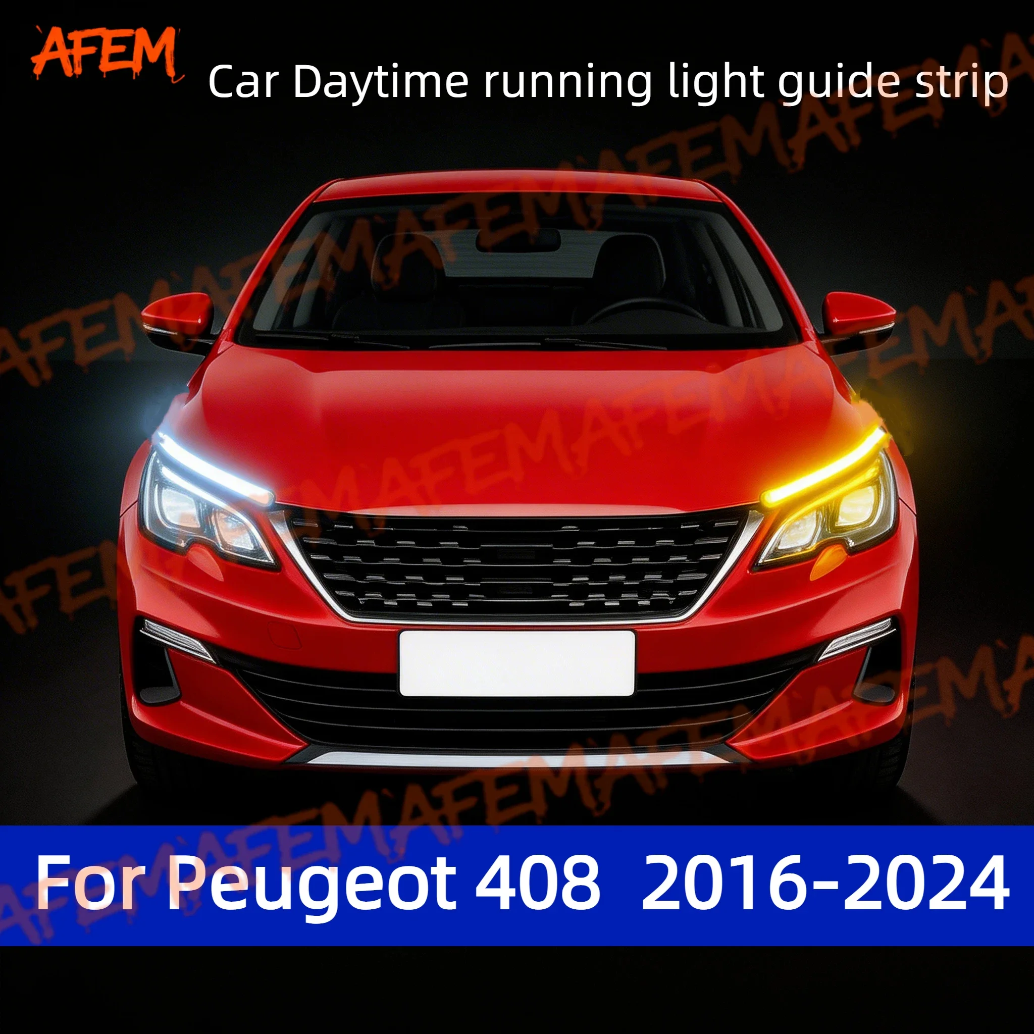 For Peugeot 408 2016-2024 Daytime Running Light Guide Strip Auto LED DRL Daytime Running light Flexible Decorative Ambient Lamp