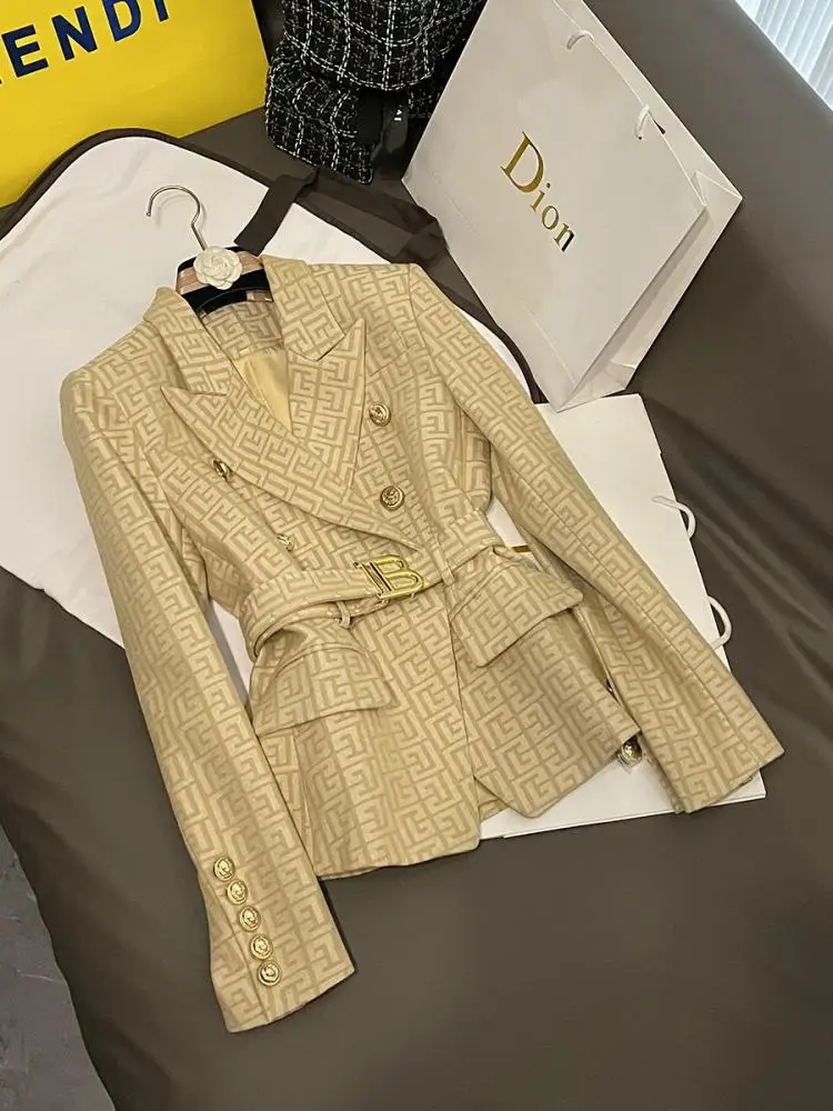 

Slimming Tailored Women's Suit Jaet Autumn Winter Faionable Design Waist-Cinching Commute Sle Long Sve Double-Breasted