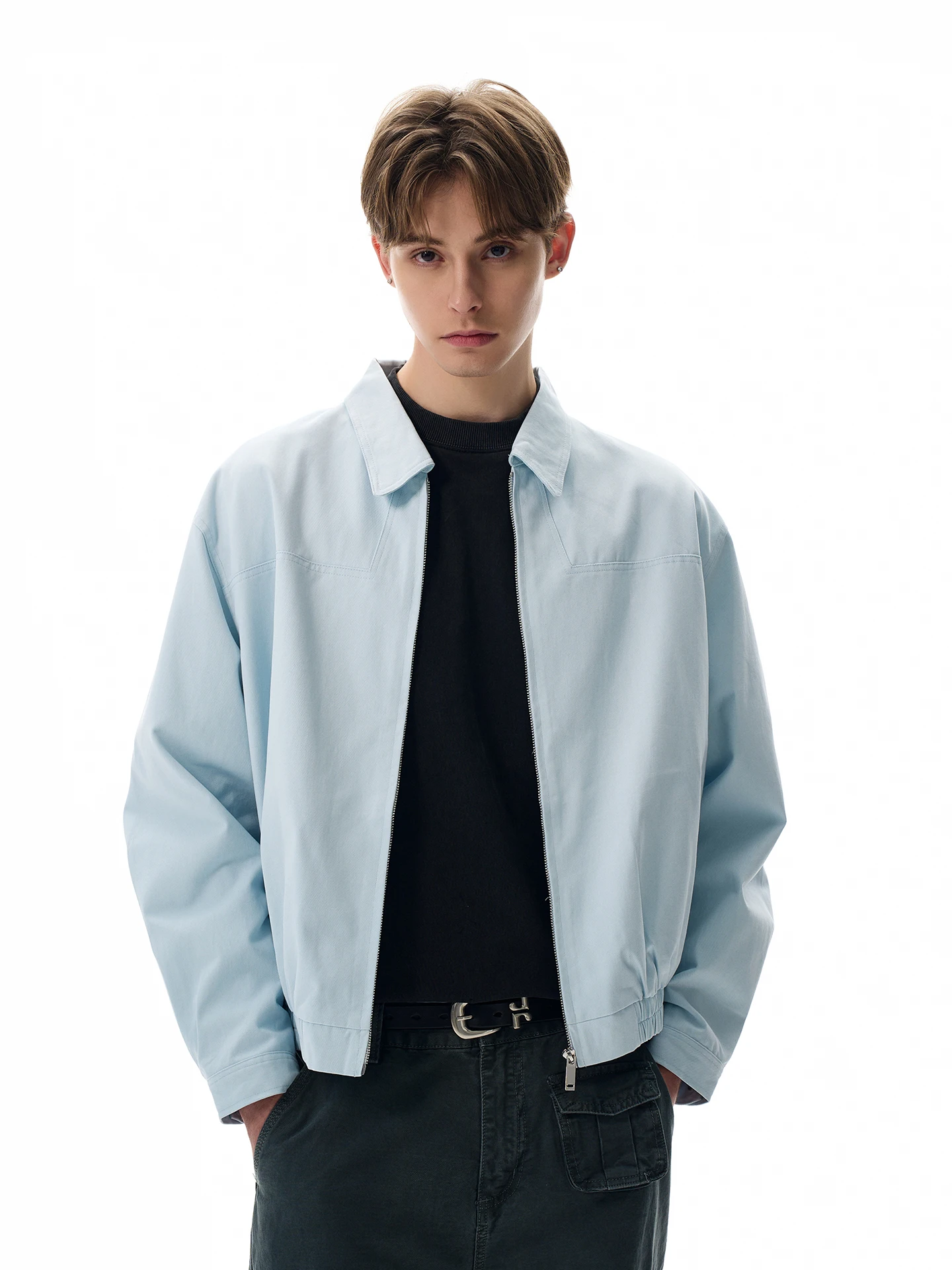 

a PUEE American Retro nce College Jaet ort Zipper ex Commuter Versatile Cotton Polyester Spring Autumn Jaet