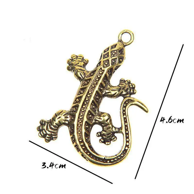 Vintage-Messing-Mini-Gekko-Figuren, Schlüsselanhänger, Anhänger, Autoschlüsselring, Taschen-DIY-Lanyard, Hängeornamente, Schmuckzubehör, Tieranhänger – Detail 8