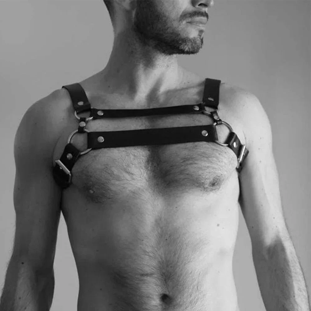 เซ็กซี่ Mens Gothic หนัง Body Harness สายรัดไหล่ชุดชั้นใน Clubwear เครื่องแต่งกาย Hollow Tie Solid กีฬาฟิตเนส