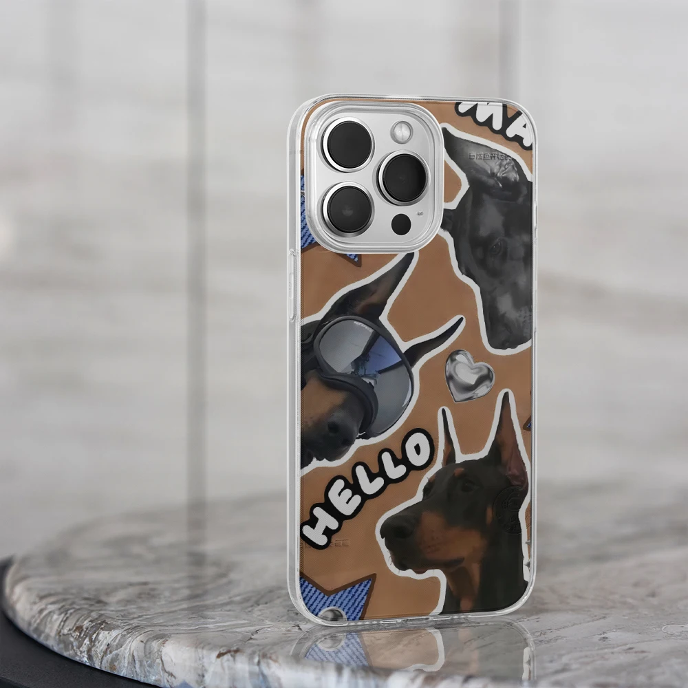 Trendy Doberman Pinscher Phone Case for IPhone 16 12 13 14 15 Pro Max Stylish and Cool Style Phone Case for IPhone X XR XS Max