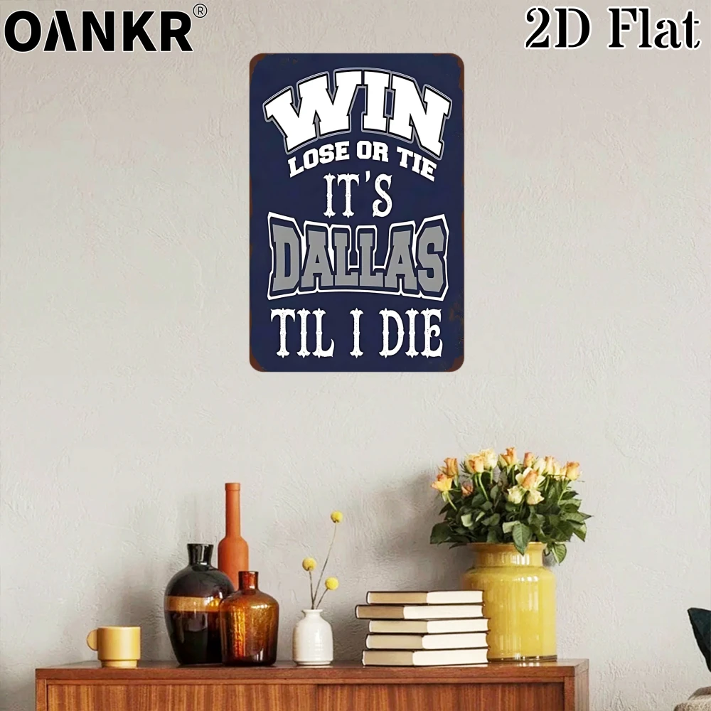 American Retro Dallas Football Metal Tin Sign, Vintage 