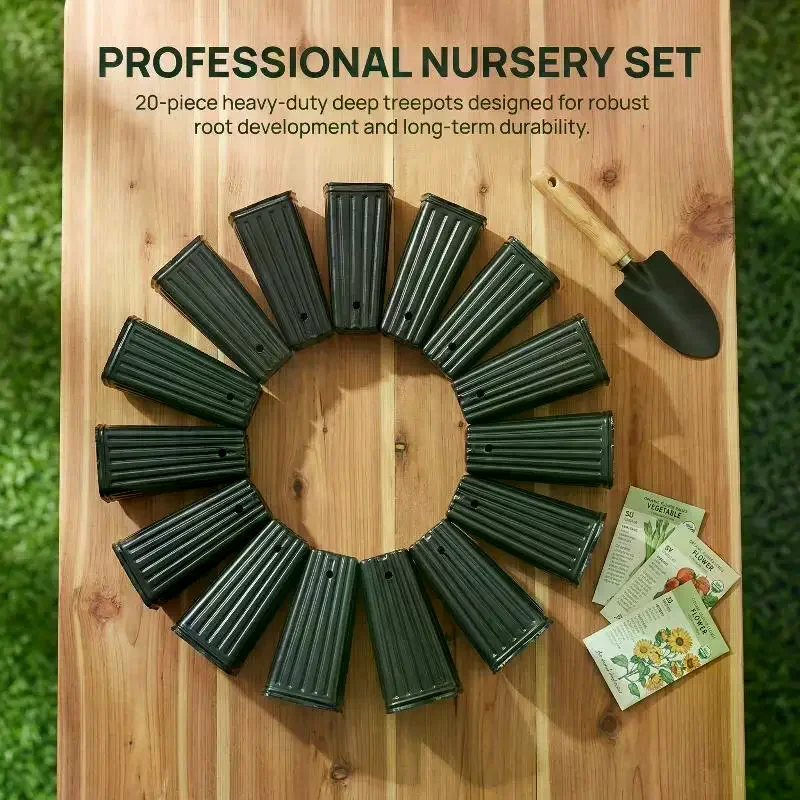 

20Pcs Plastic Deep Nursery Pots Treepots With Ventilation And Drainage Black Square Seed Starting Pots Flower Plant Containers