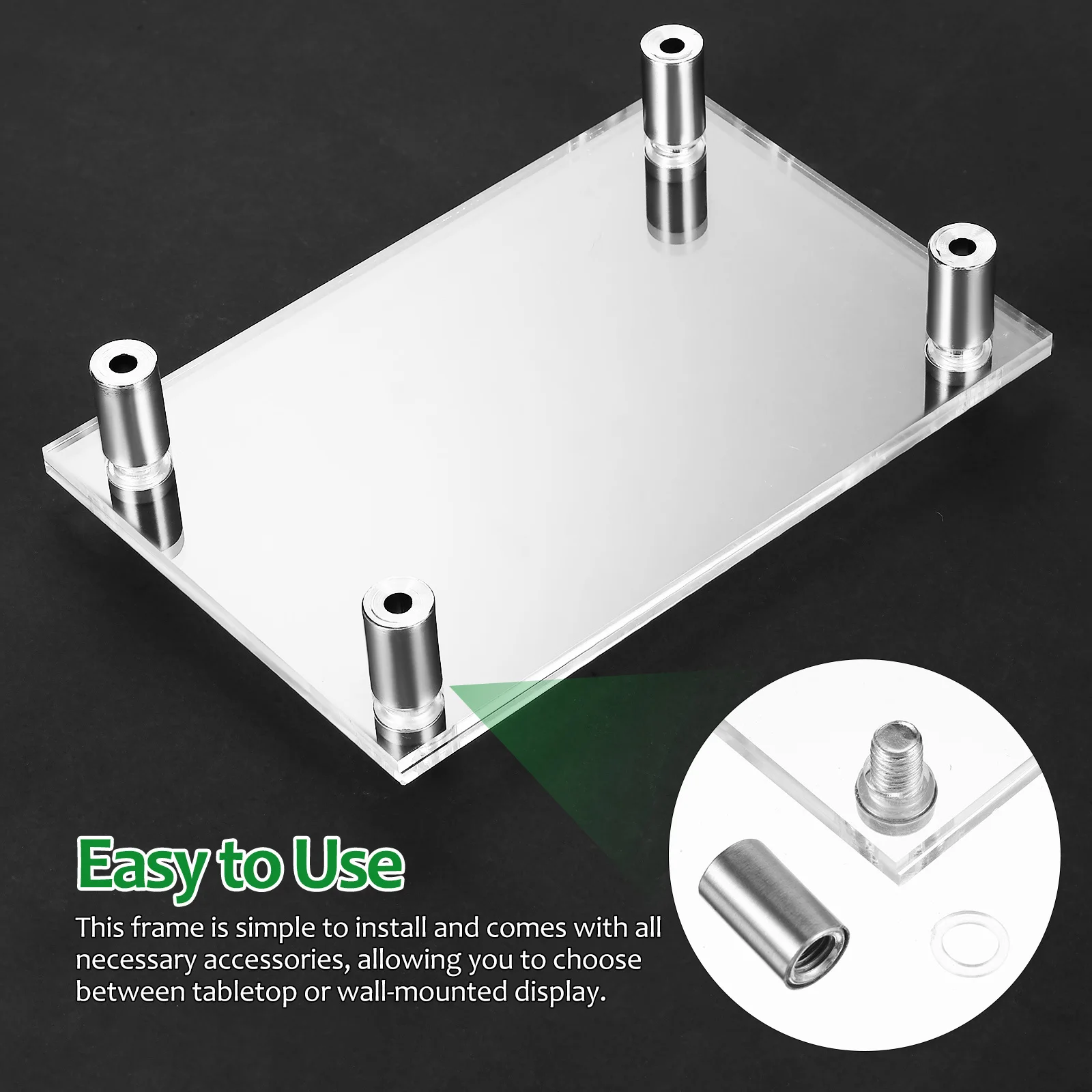 

Clear Acrylic Frames Transparent Photo Frame Resistant Wear Dual Use Design Simple Stylish Tabletop Desktop Picture Frame Decor