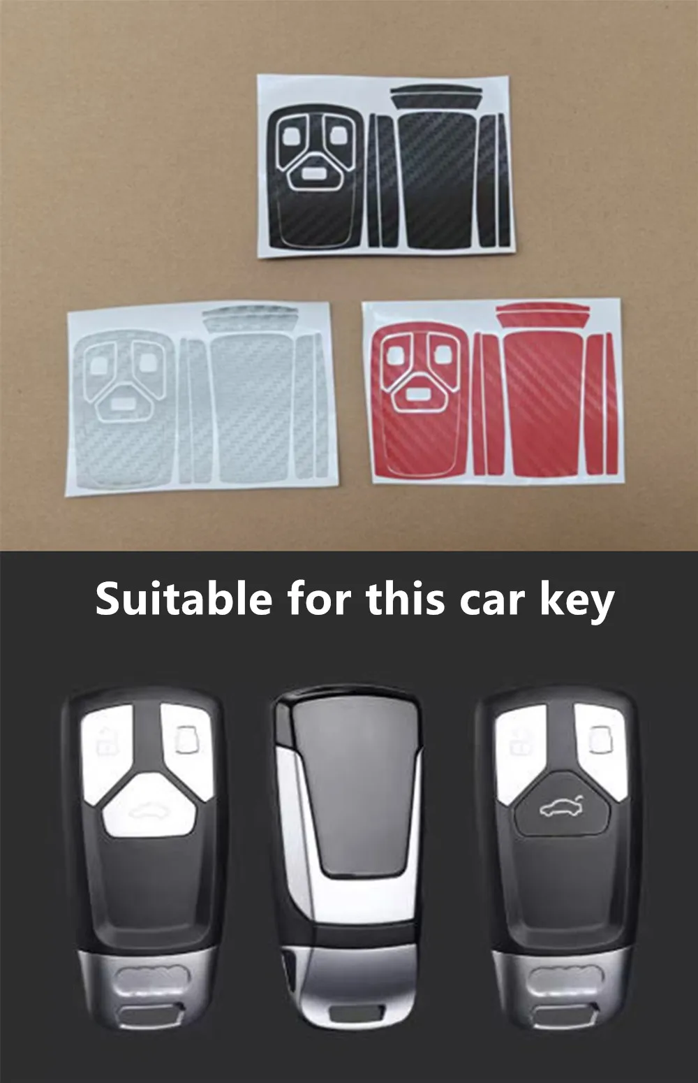 Carbon Fiber Car Key Protection Sticker Car Stickers For Audi Q7 A4L A6L Q5 TT S4 Smart Key Refitting Accessories