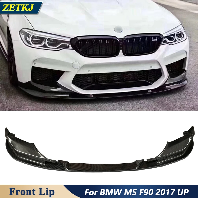 3D Style Real Carbon Fiber Front Bumper Lip Diffuser Spoiler Car Body Kit For BMW 5 Series M5 F90 Modify 2017 Up