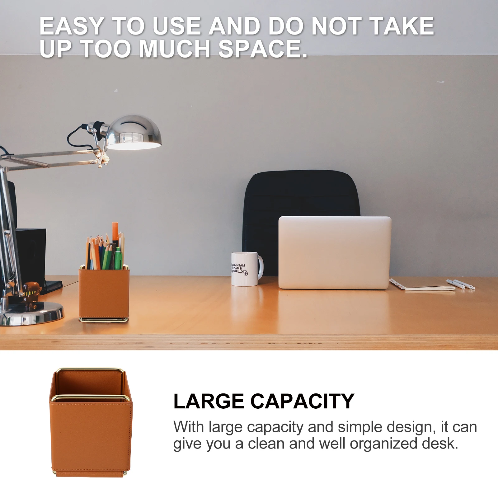 

1pc Storage Box Waterproof Office Stationery Holder Brown Simple Design Home Organization Case Phone