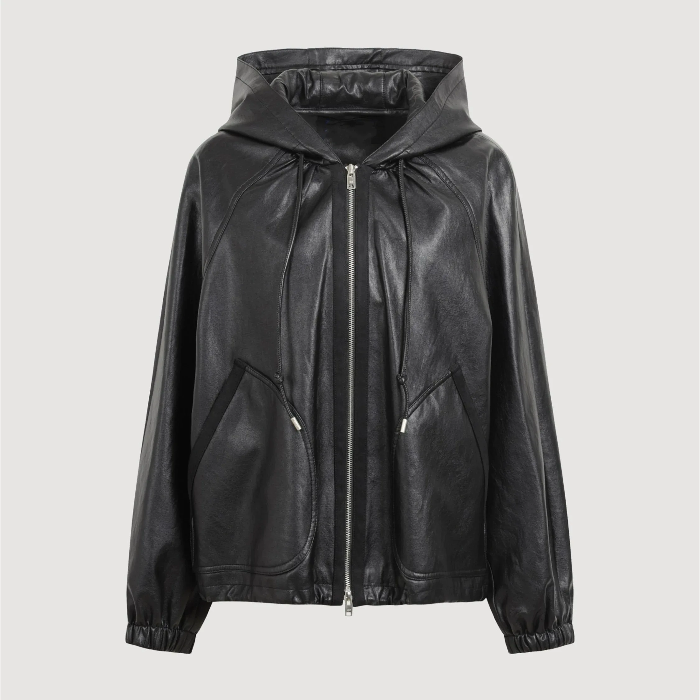 Wysokiej jakości kurtka z kapturem, luźny krój, uniwersalna, skórzana, olejowana, modna i wygodna dla kobiet.