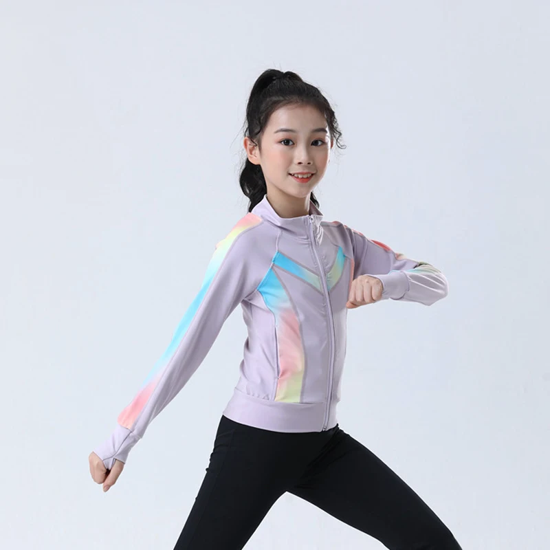 Customized Figure Skating Suits Jacket and Pants Long Trousers for Girl Women Training Ice Skating Warm black pink Mesh sleeve