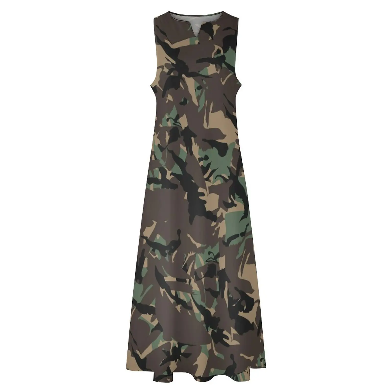 Camo impressão vestido do exército verão preguiça camuflagem estética casual vestidos longos feminino elegante maxi vestido presente de aniversário