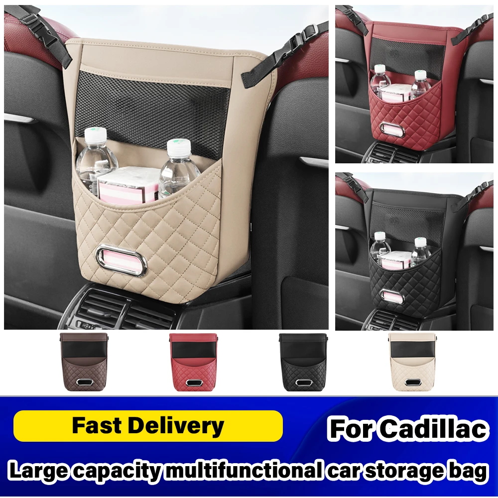 

Car Center Console Organizer Luxury Leather Seat Back Storage Bag For Cadillac Cts Ct6 Xt5 Escalade 3 2007-2024 ATSL ATS SRX STS