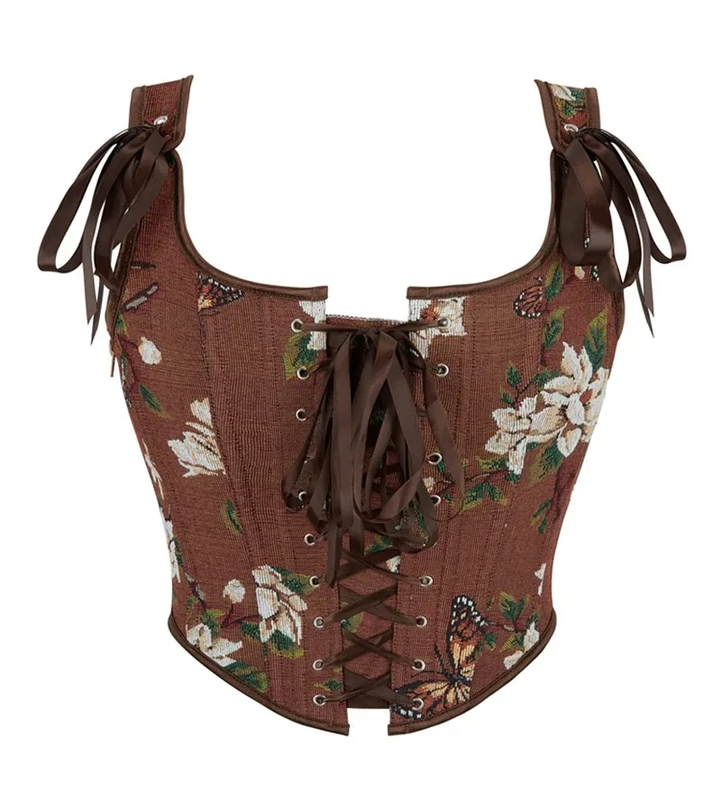 

Модный винтажный женский бюстье, жилет, корсет без рукавов на шнуровке, укороченный топ, майка, сексуальное женское белье