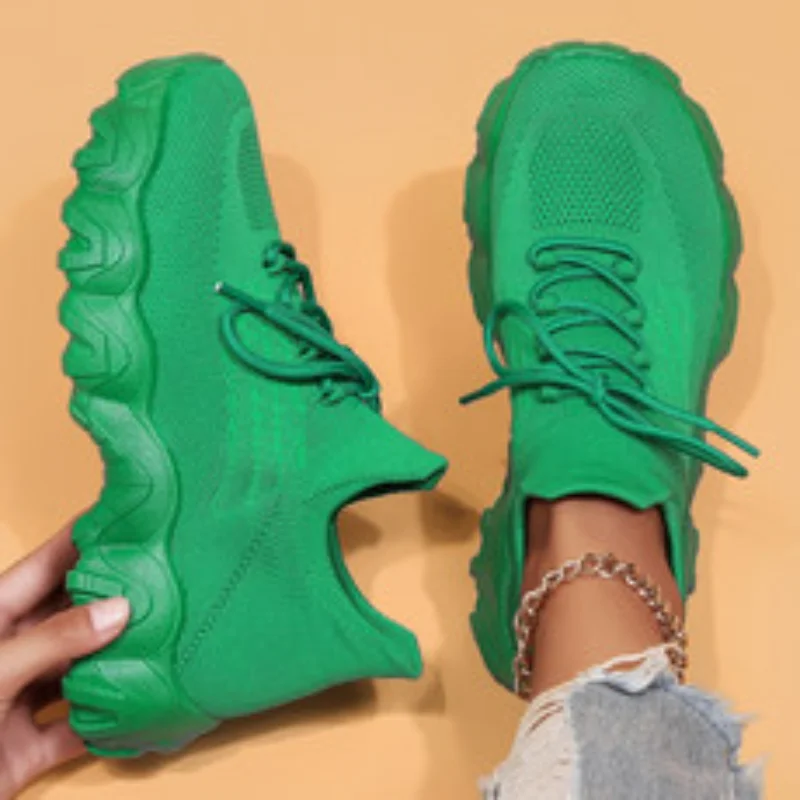 

Новинка 2023 года, сетчатая зеленая повседневная обувь, женские дышащие спортивные туфли для женщин, теннисные туфли на толстой подошве, женские кроссовки на платформе