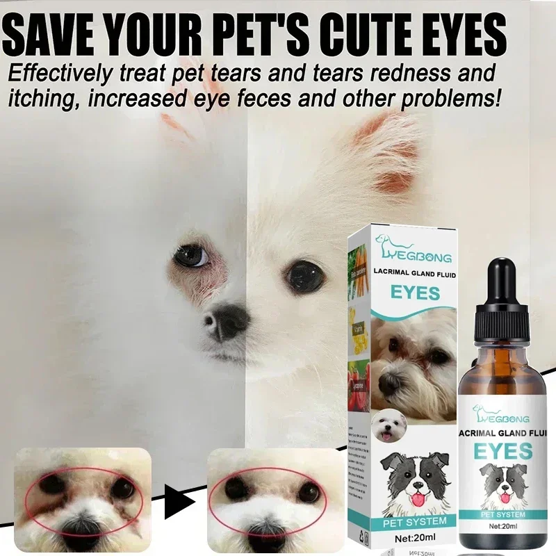 20ml Pet Tear Stain Cleaner Cat Dog Eye Tear Stain Removal Essence Pet Topical Conditioning Dog Eye Wash Tear Stain Cleaner