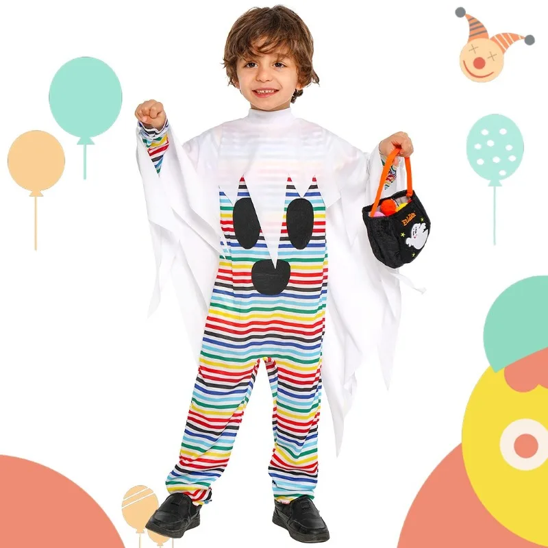 

Halloween Kids Ghost Cosplay Costume White Cape Horror Outfits Carnival Party Dress Up Cloak Children Stage performance costumes
