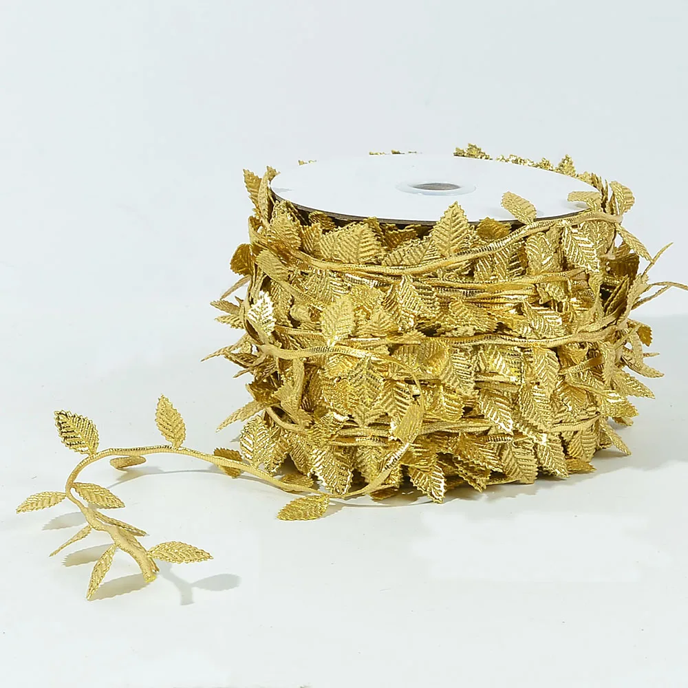 5M Gold Leaves Vine Artificial Silk Leaf Wreath Home Handmade Scrapbooking Craft Wedding Decor Fake Flower Rattan Garland