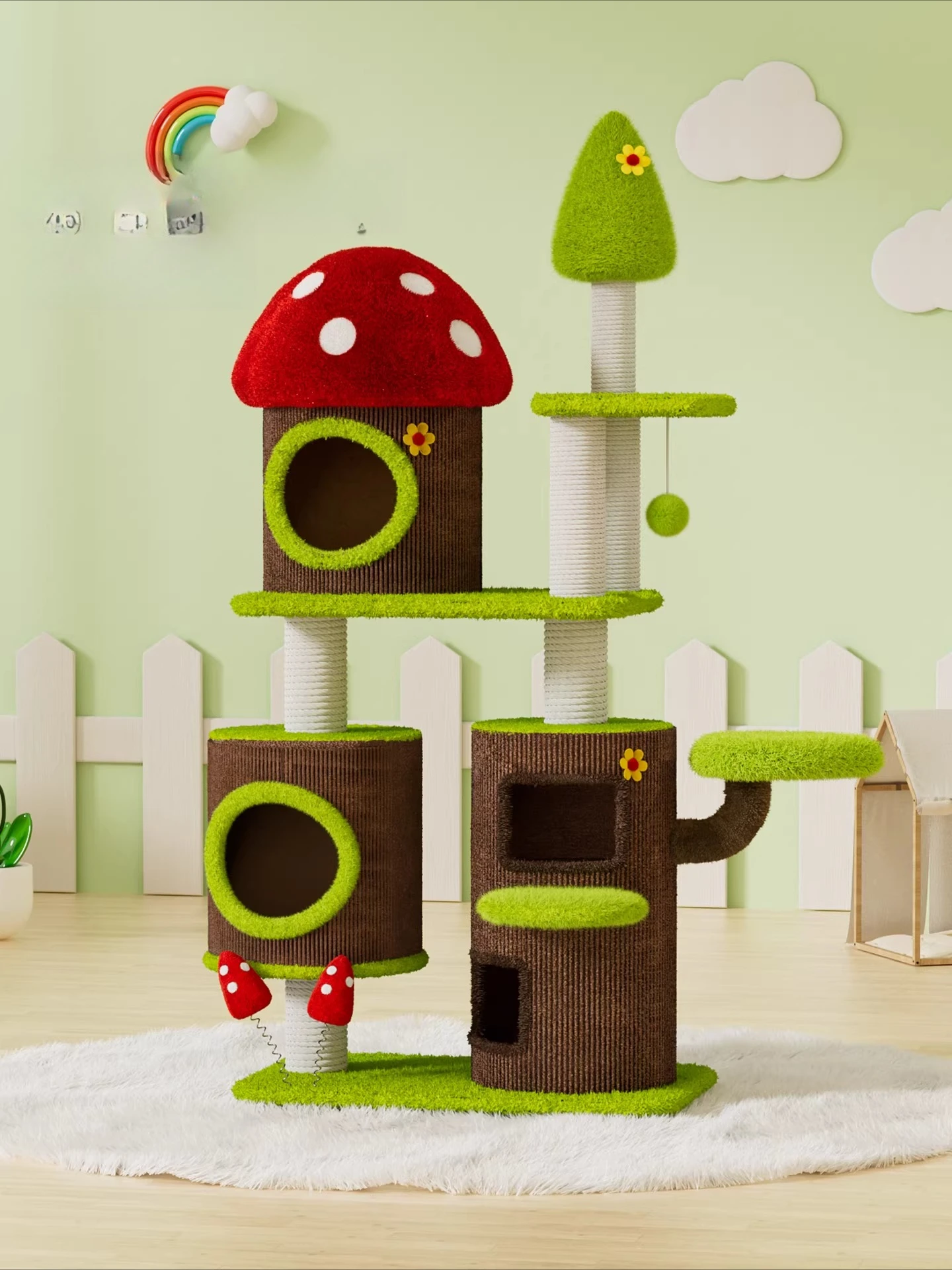 

Двухуровневая лазалка для кошек из сизаля, компактная, для небольших квартир, с функцией лежанки.