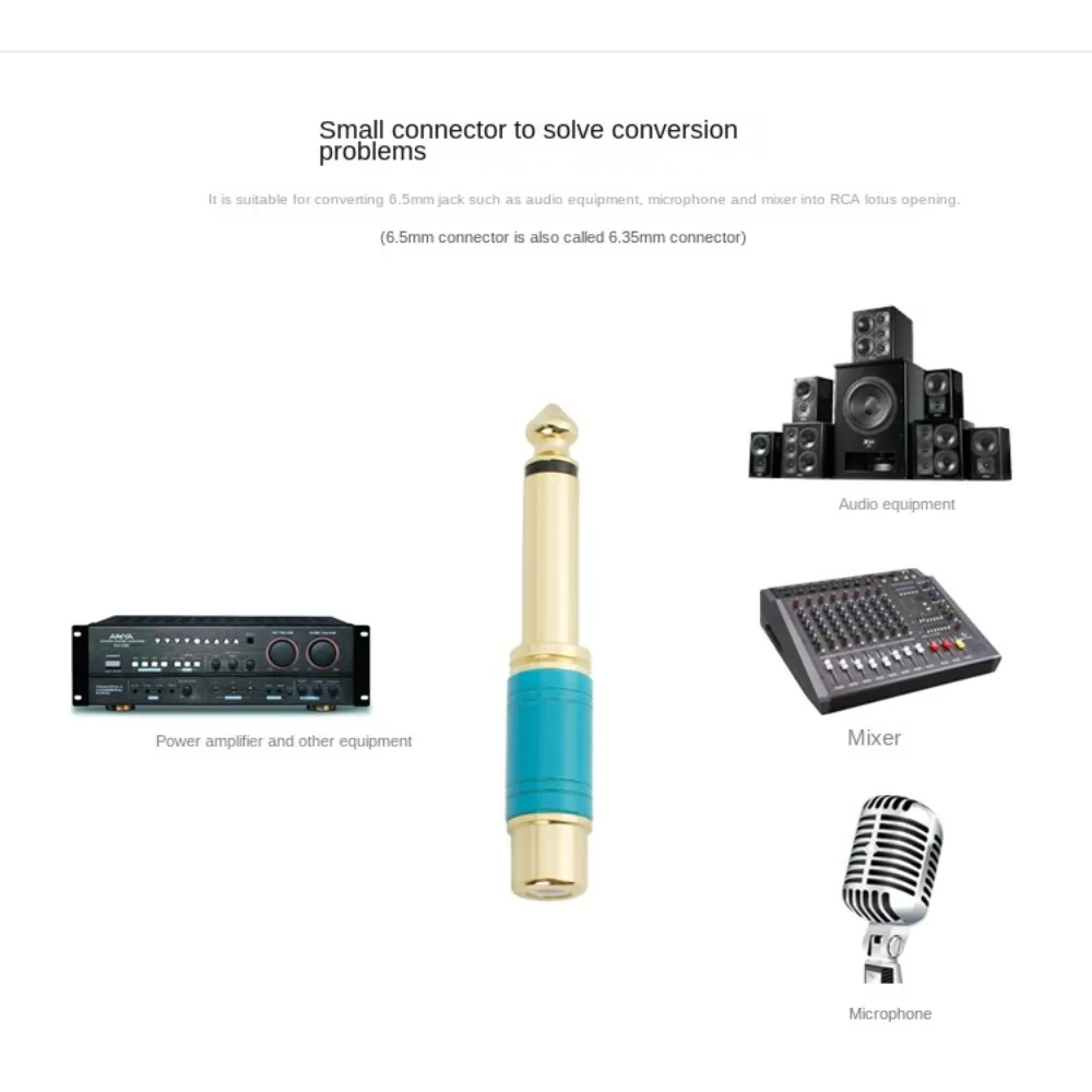 6.35mm Connector 6.35mm Mono 6.35mm RCA Jack Copper Red Blue Audio Connector Speaker Adapter for Computer Sound Mixer