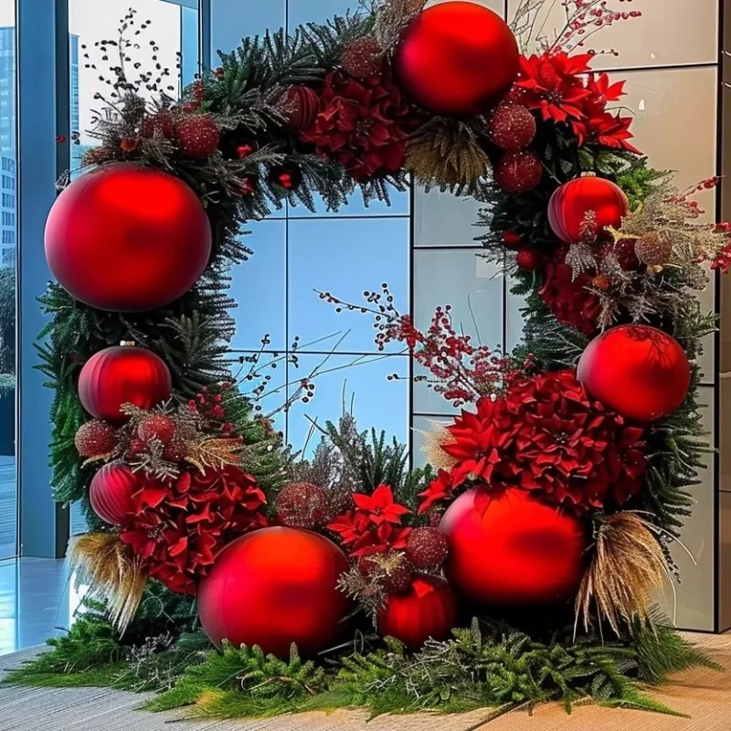 Christmas giant simulated garland, beautiful display ornament merchant scene area, festive atmosphere decoration, landscaping de