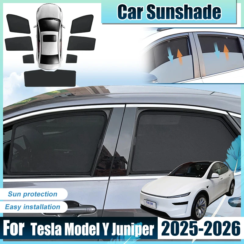 

For Tesla Model Y Juniper Accessories 2025 2026 Car Front Rear Window Sun Shades Cover Anti UV Visors Heat light Mesh Shield Net