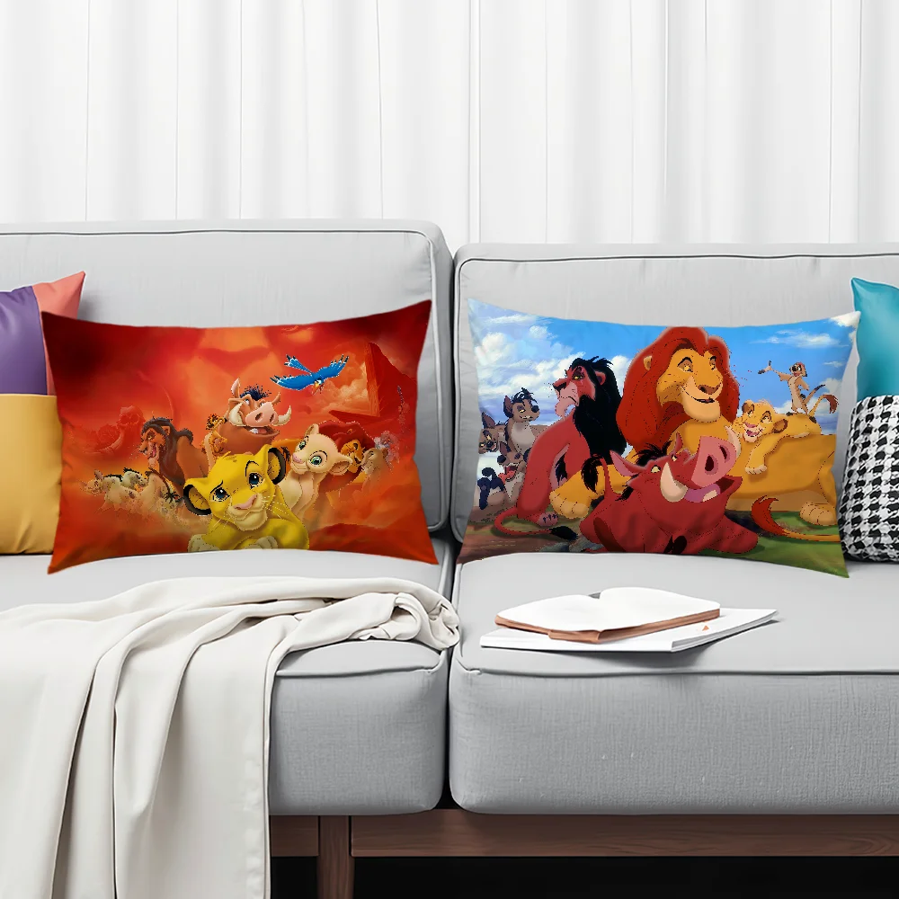 ปลอกหมอนอิงลายการ์ตูน The L-Lion K-King S-Simbas M-Mufasas รูปทรงสี่เหลี่ยมผืนผ้า สำหรับโซฟาในบ้าน ห้องนั่งเล่น ร้านกาแฟ