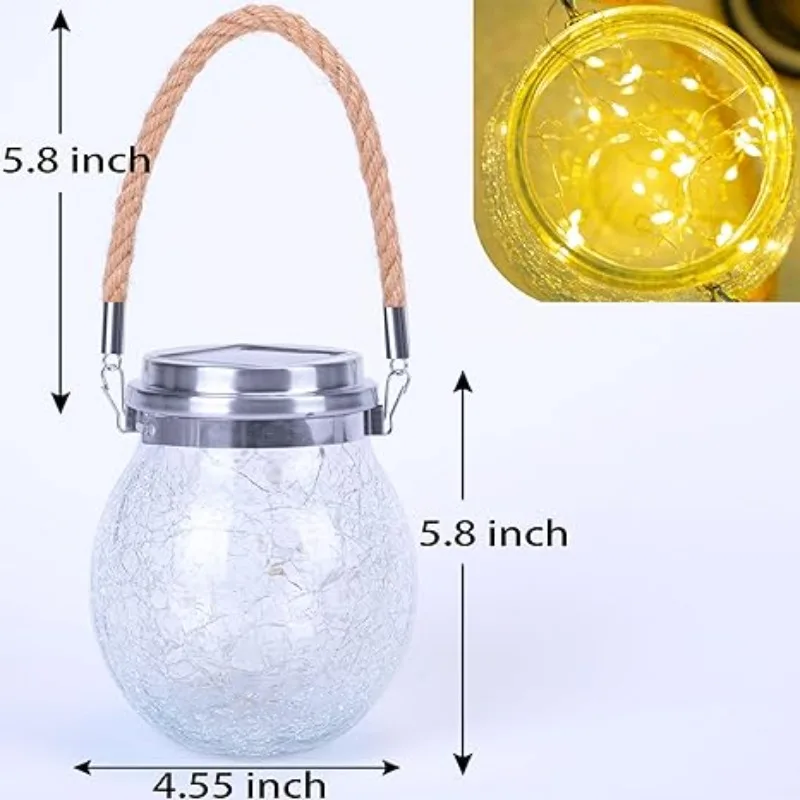 30LED Solar Lanterns Hanging Crack Glass Waterproof Landscape Garden Cracked Lamp Villa Atmosphere Lamp (warm Light )