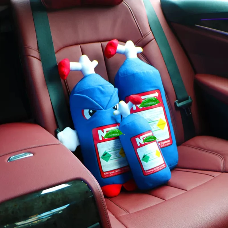 NOS Nitrous Oxide Bottle New Plush Toys Pillow Stuffed Soft Turbo JDM Cushion Car Decor Headrest Backrest Seat Neck