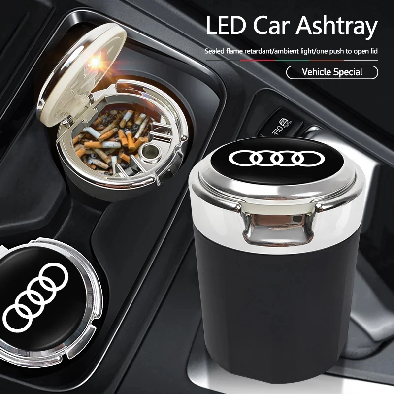 Car Interior Ashtray LED Light Portable Smoke Ashes Holder For Audi A1 A2 A3 A4 A5 A6 A7 A8 Q1 Q2 Q3 Q4 Q5 Q6 Q7 Q8 TT RS3 RS4