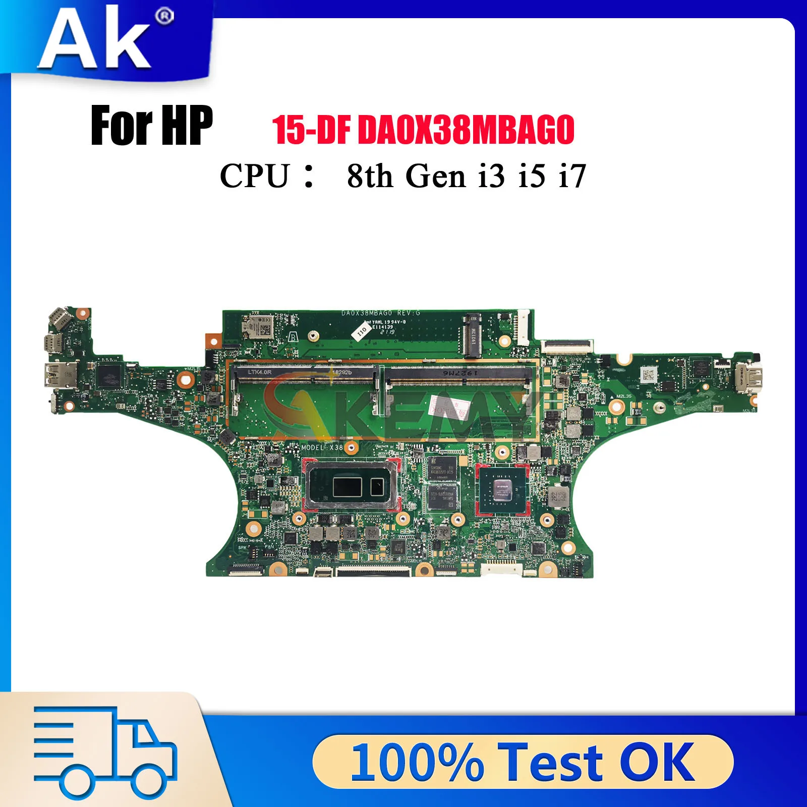 

DA0X38MBAG0 для ноутбука HP Spectre X360 15-DF, материнская плата L38128-601 с процессором i7 MX150, 2 ГБ графического процессора, 100% полностью протестировано