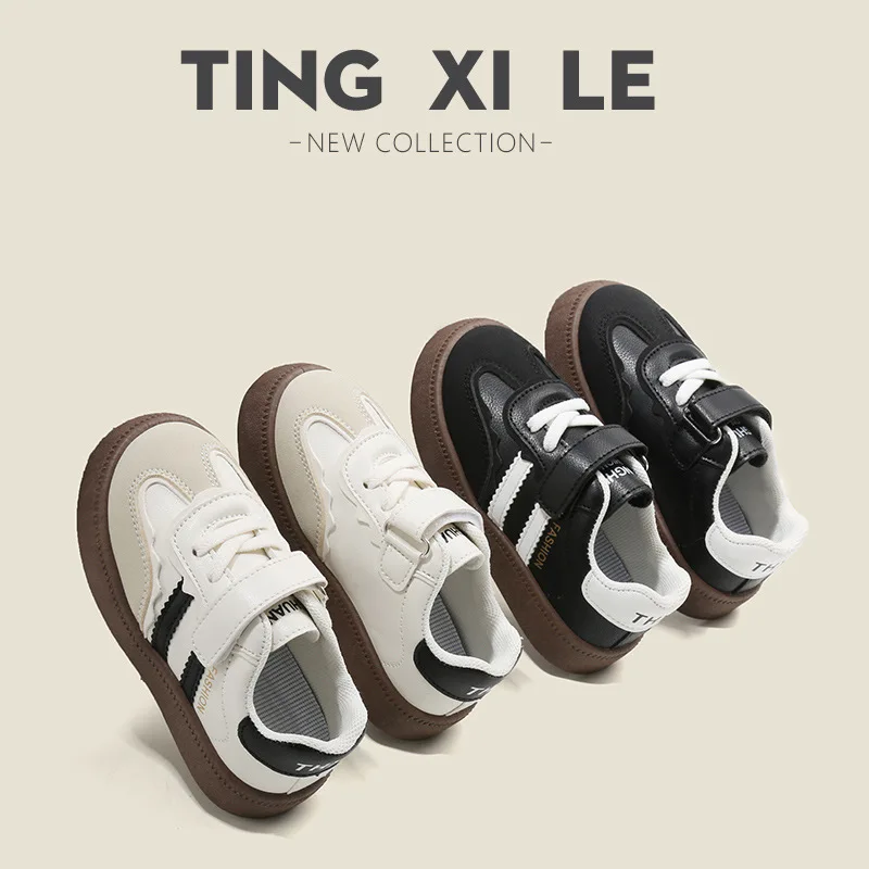 Spring Autumn Children Retro Training Sneakers Kids Soft Sole Low-top Sports Shoes Boys Girls Campus Casual Shoes Everyday Wear