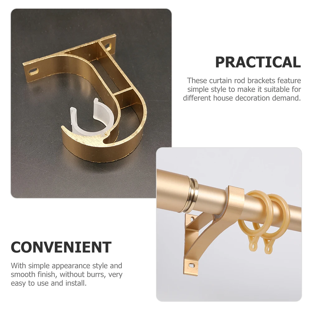 

2Pcs Curtain Rod Brackets Aluminum Alloy Heavy Duty Sturdy Curtain Rod Holders Wall Support Valance Support Holder